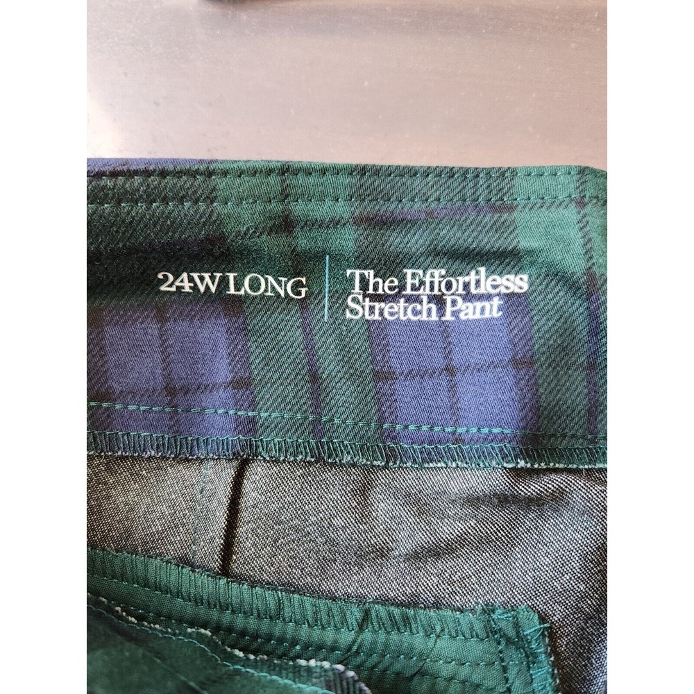 Croft Barrow Effortless Stretch Bootcut Pants Women 24W Long Green Plaid NEW - Picture 7 of 9
